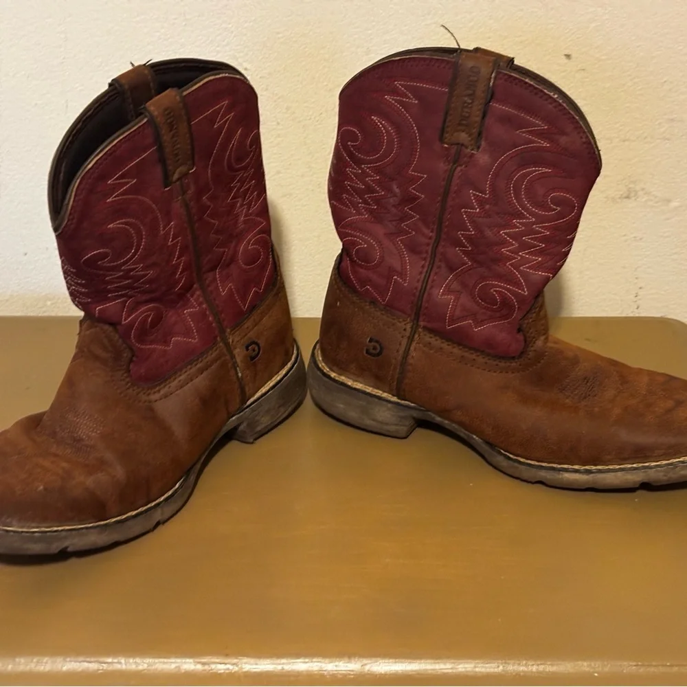 Durango kids 8in Brown and Red Western Boots size 3